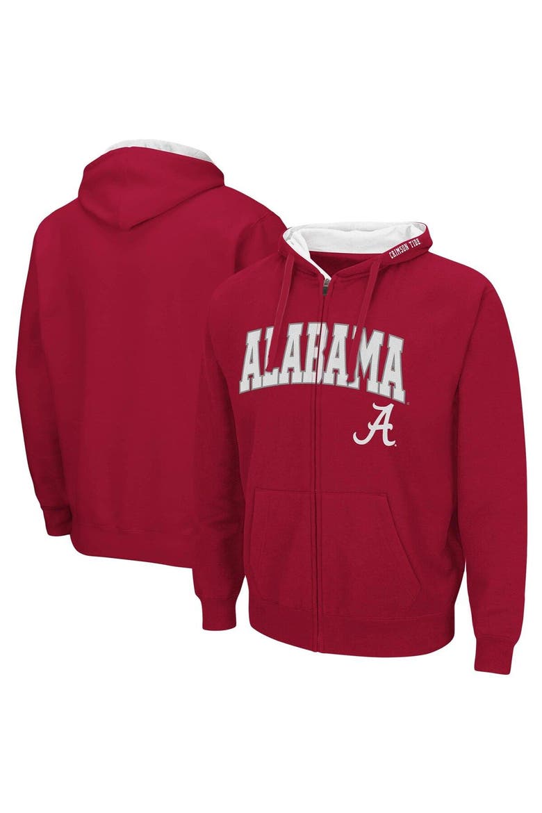 Men's Colosseum Crimson Alabama Crimson Tide Arch & Logo 3.0 Full-Zip Hoodie, Main, color, Crimson