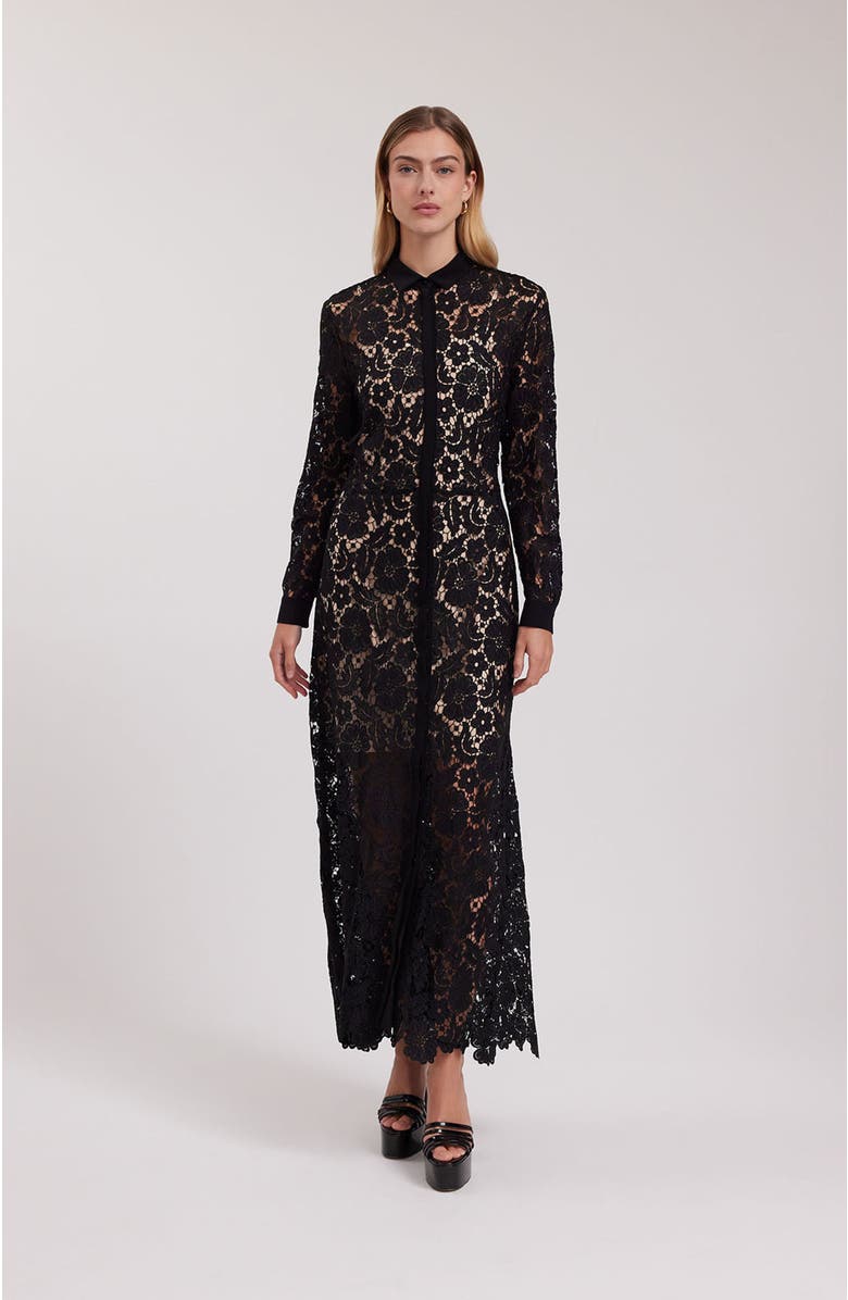 Anne Fontaine Violeta Semi-Sheer Floral Lace Long Dress, Alternate, color,