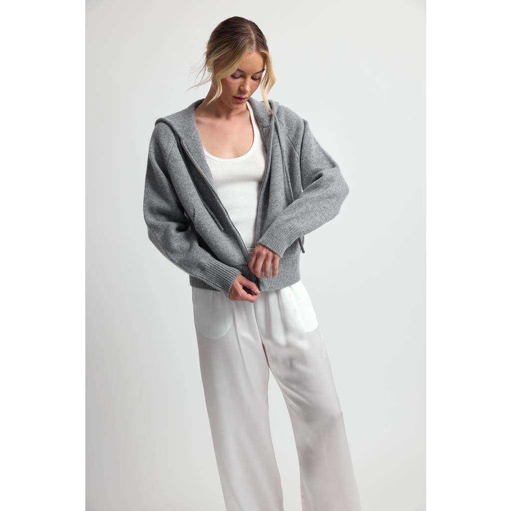 Almina Concept Wool Hoodie Zip Up Sweater In Grey