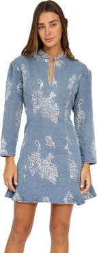 Belle & Bloom Heart You Denim Beaded Mini Dress