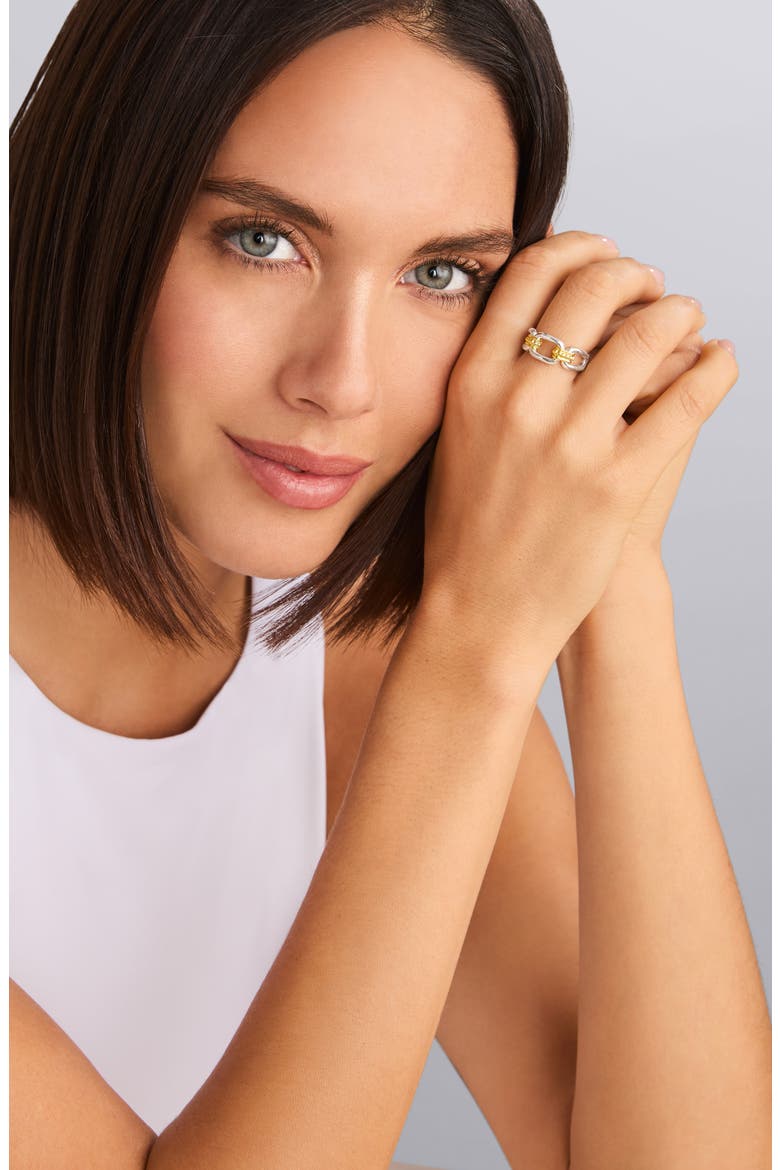 Signature Caviar Oval Link Ring, Alternate, color, SILVER GOLD