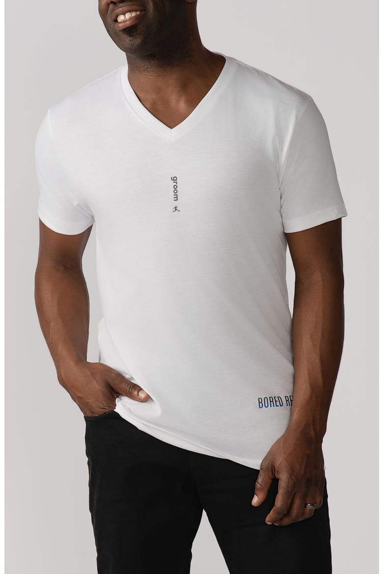 Groom V-Neck Graphic Undershirt, Main, color, WHITE