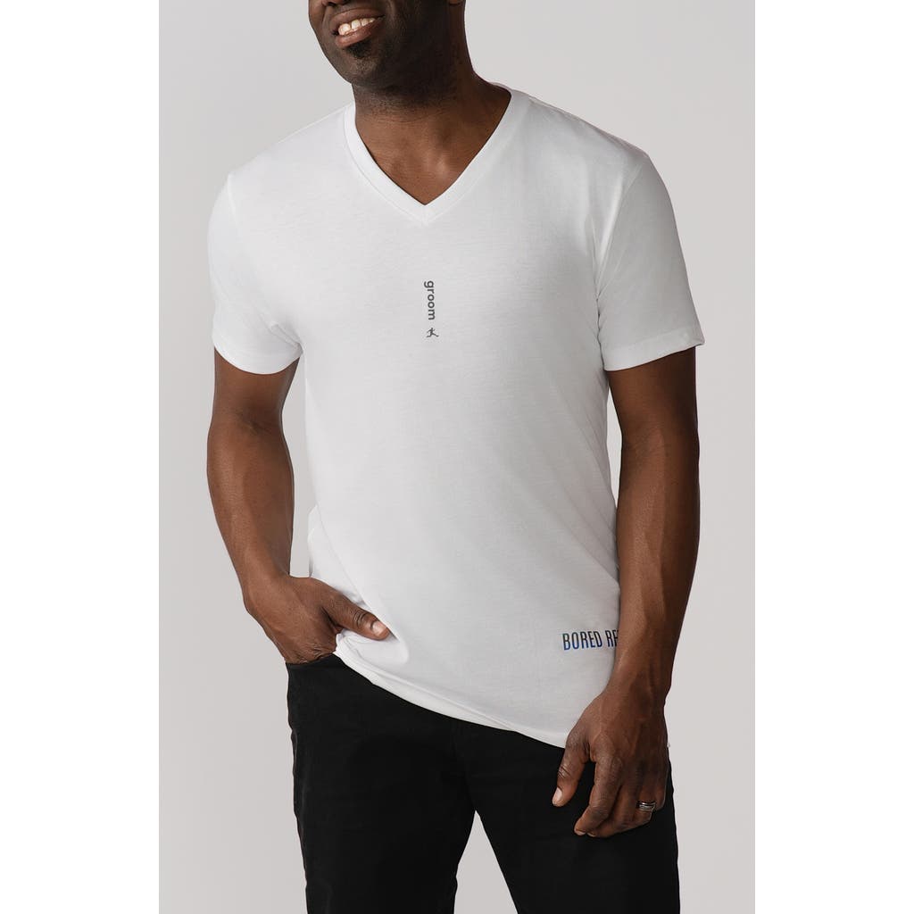 BORED REBEL Groom V-Neck Graphic Undershirt in White  product
