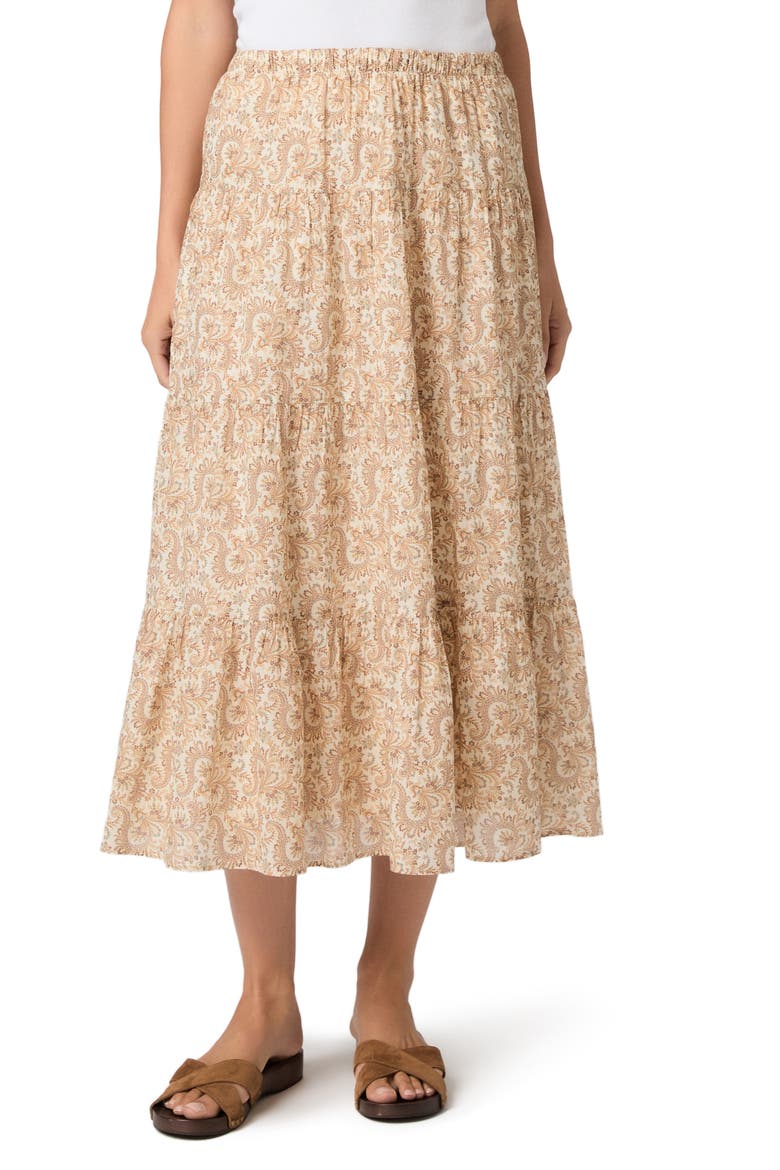 Calabria Print Tiered Maxi Skirt, Main, color, BONE MULTI