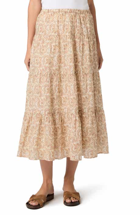Calabria Print Tiered Maxi Skirt