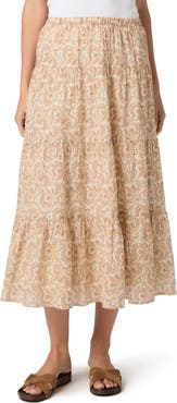 PAIGE Calabria Print Tiered Maxi Skirt