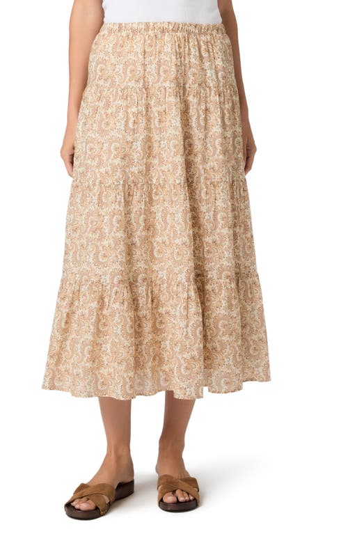 PAIGE Calabria Print Tiered Maxi Skirt in Bone Multi at Nordstrom, Size Large