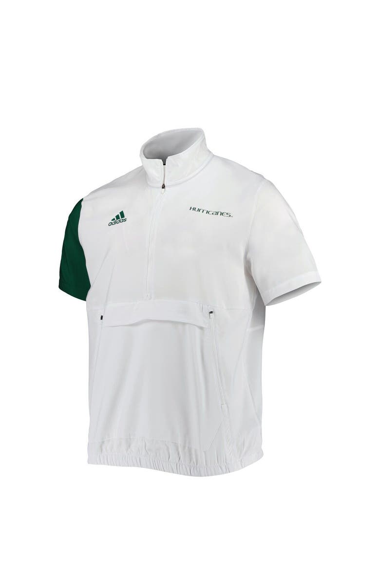 adidas Men's adidas White Miami Hurricanes M STM AEROREADY Half-Zip Jacket, Alternate, color, White