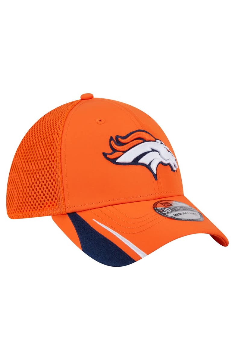 New Era Men's New Era Orange Denver Broncos Game Day Linear 39THIRTY Flex Hat, Alternate, color,