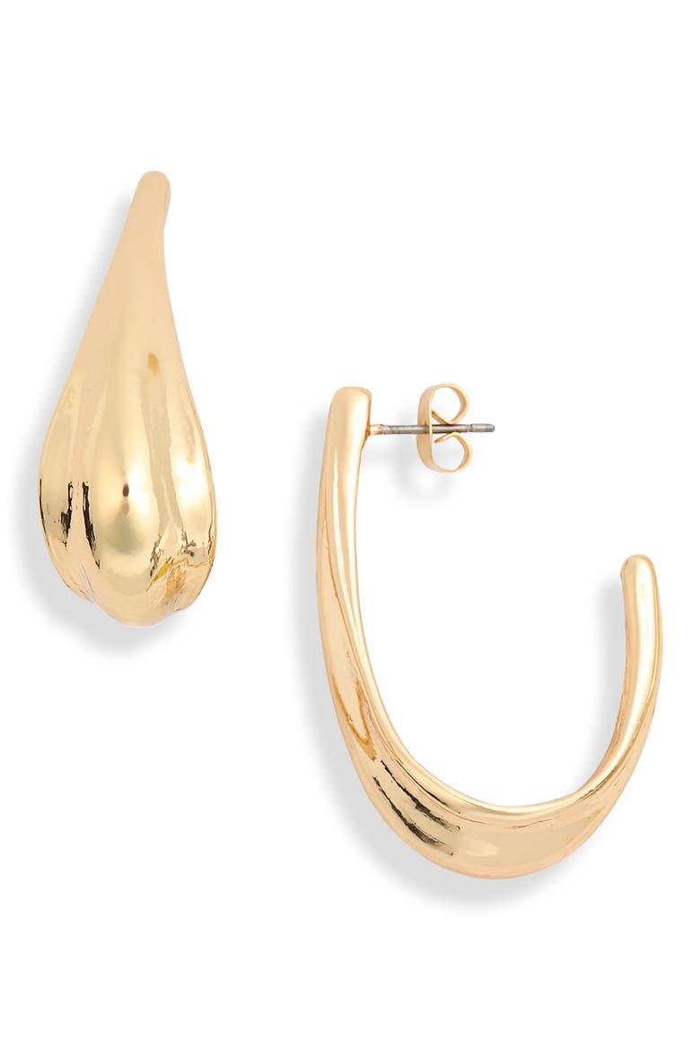 Liquid U-Shape Hoop Earrings, Main, color, GOLD