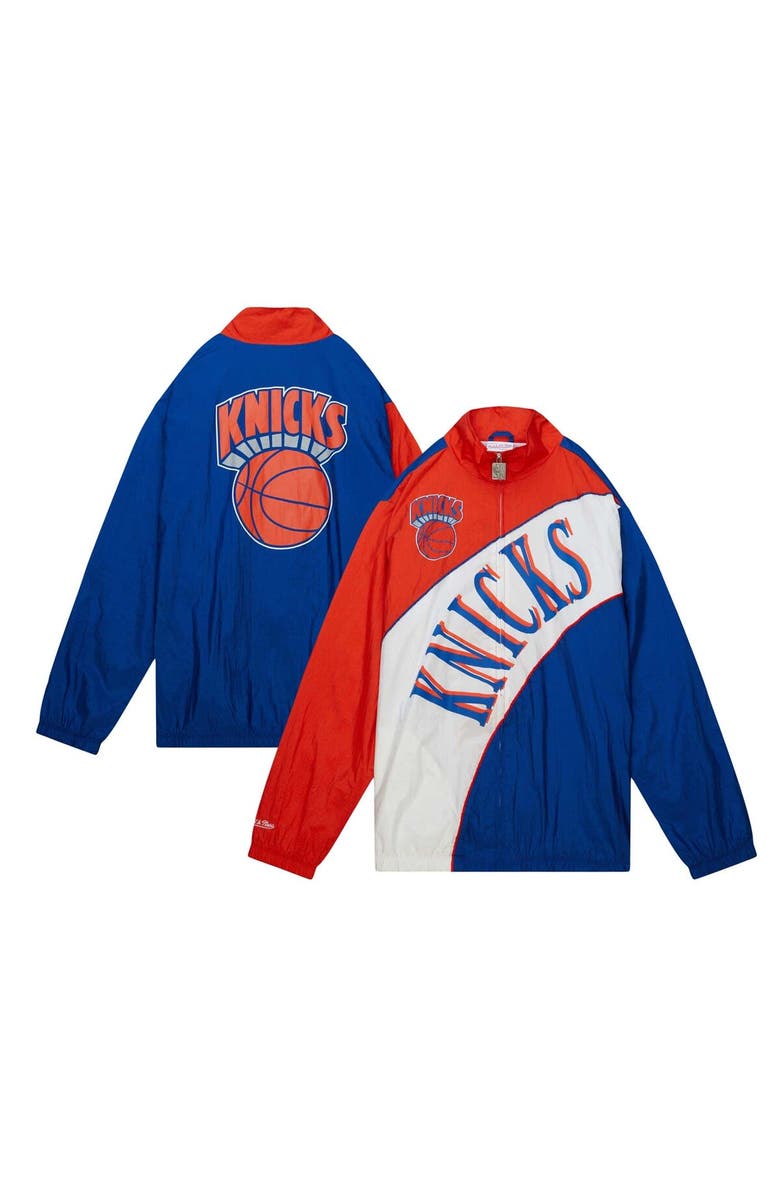 Mitchell & Ness Men's Mitchell & Ness White New York Knicks Hardwood Classics Arched Retro Lined Full-Zip Windbreaker Jacket, Alternate, color,