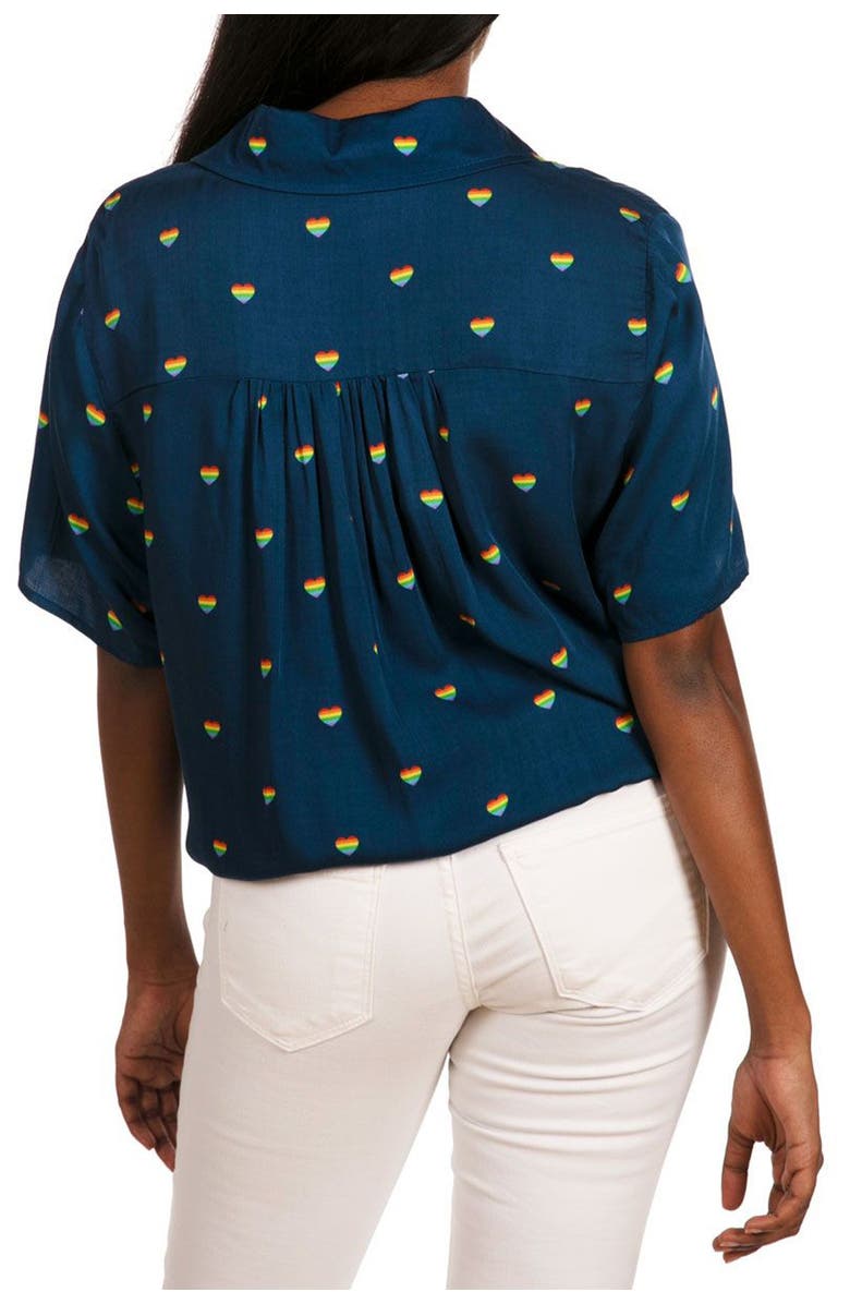 TIPSY ELVES Rainbow Hearts Tie Front Shirt, Alternate, color, 