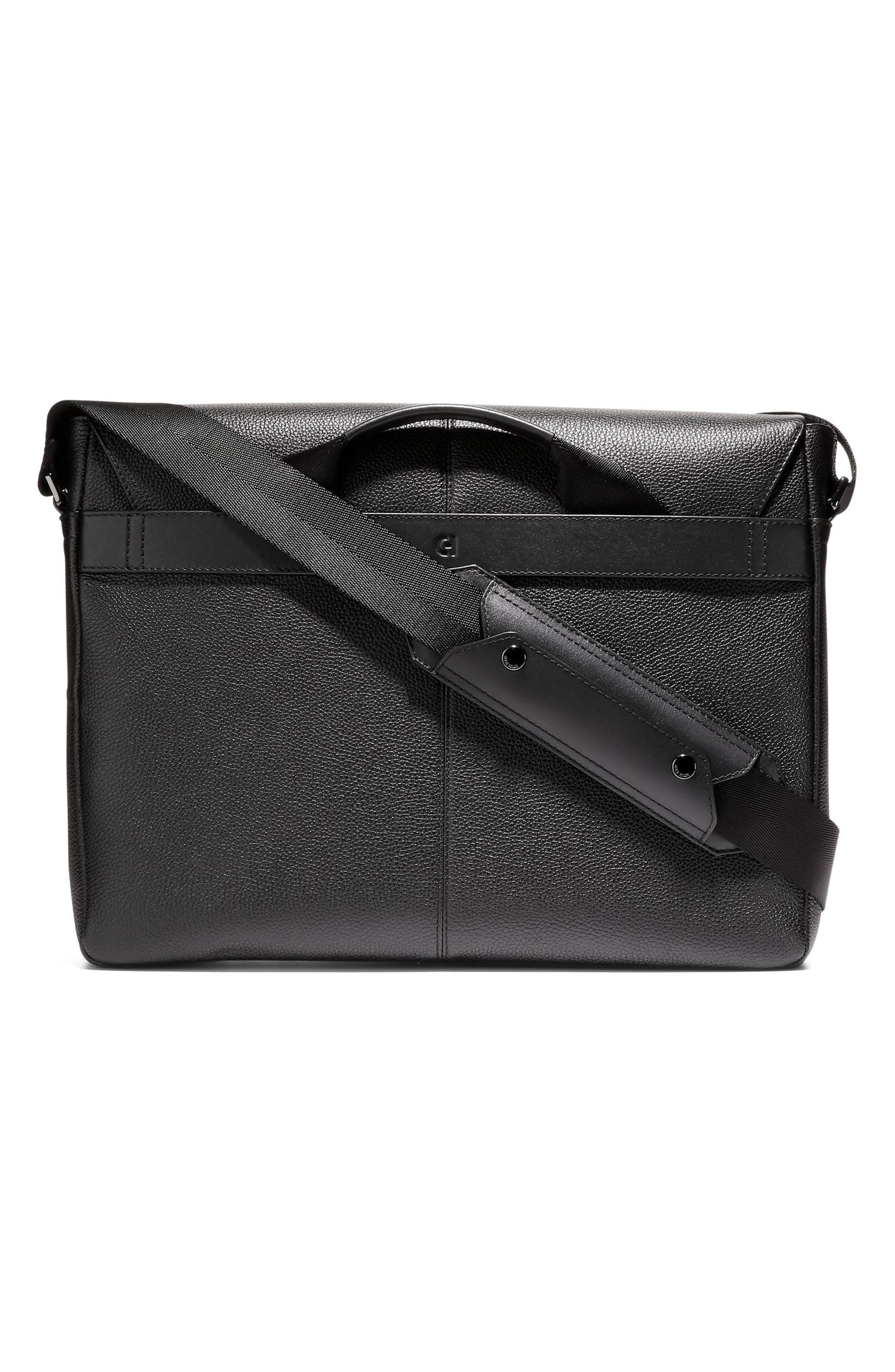 Cole Haan Triboro Leather Messenger Bag, Alternate, color, Black