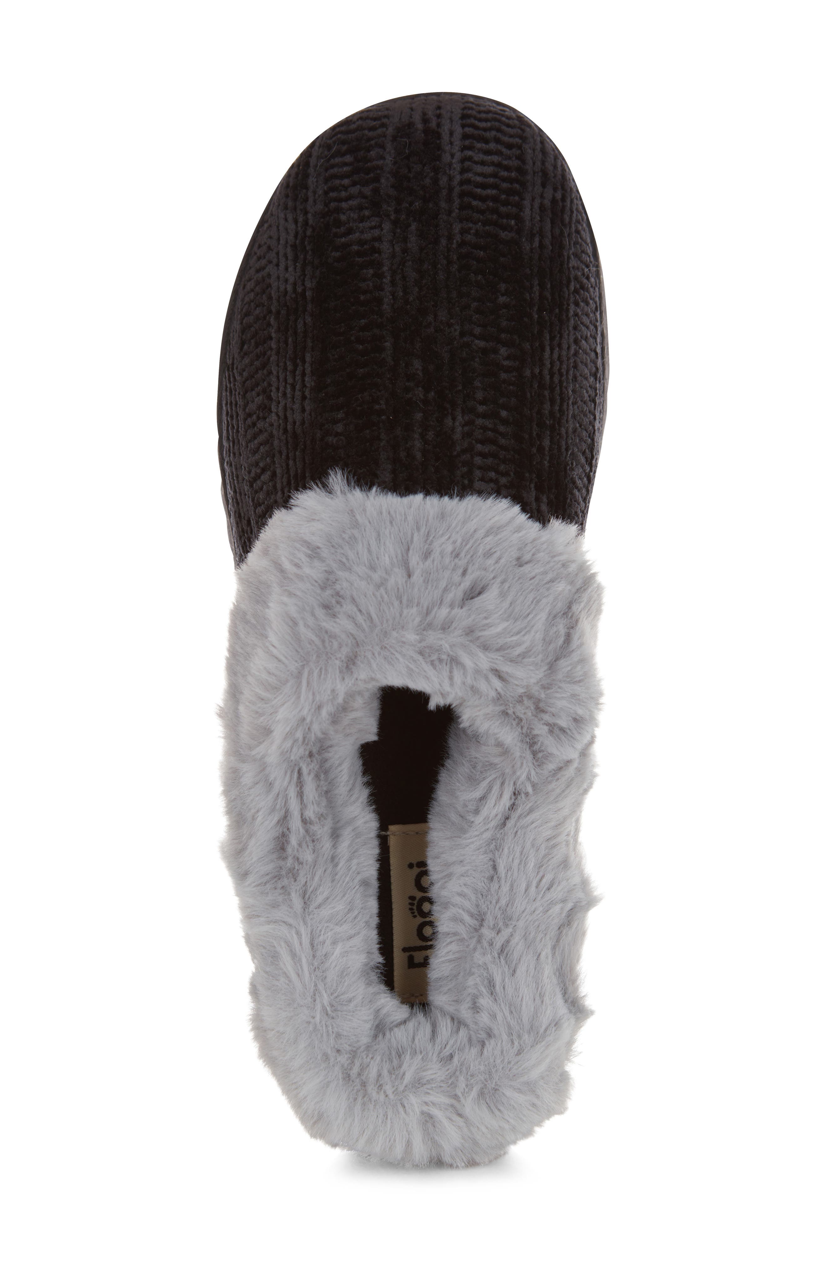 Chenille Faux Shearling Lined Slipper, Alternate, color, BLACK