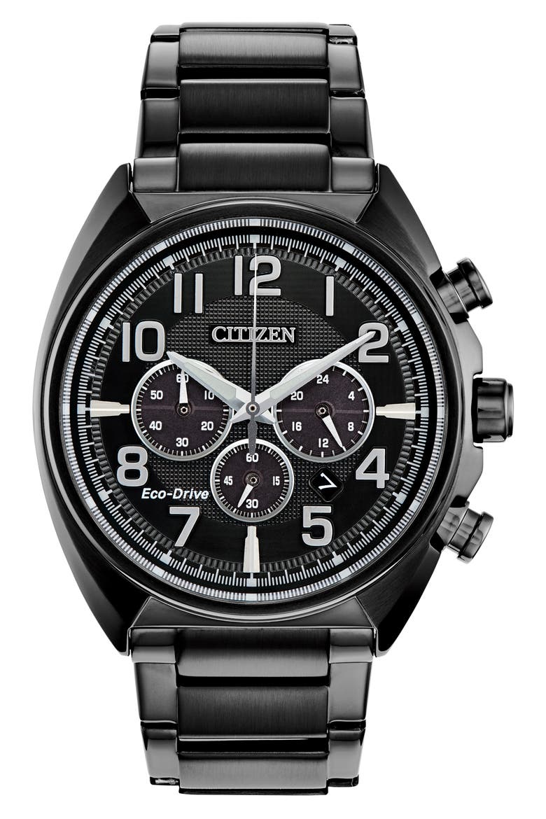 Brycen Eco-Drive Bracelet Watch, 43mm, Main, color, BLACK