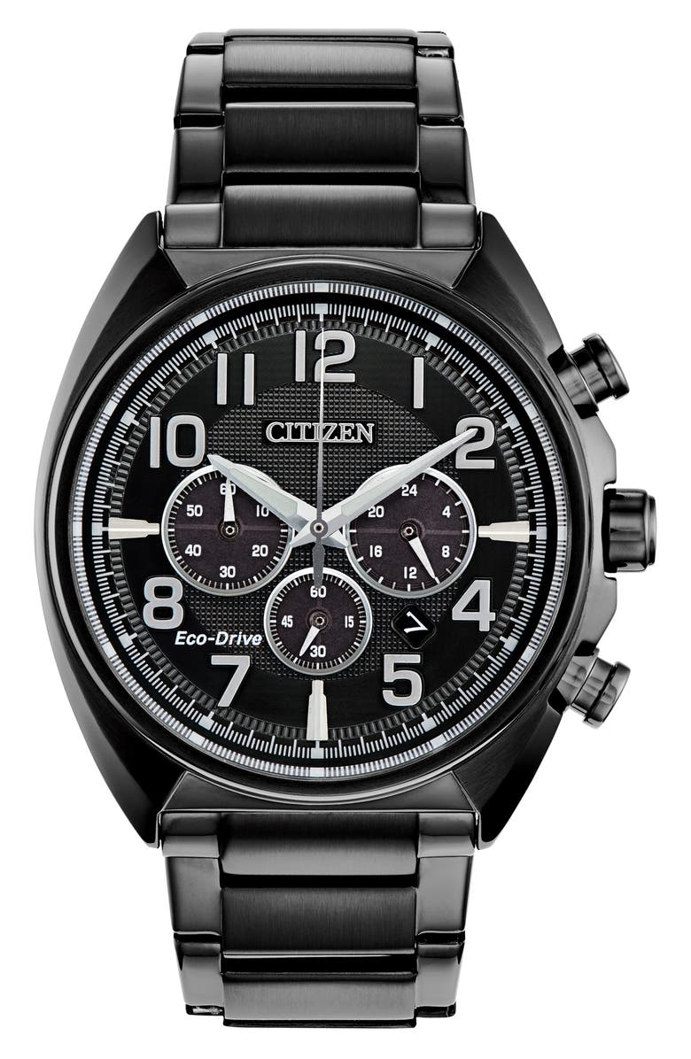 Citizen Brycen Eco-Drive Bracelet Watch, 43mm, Main, color, Black