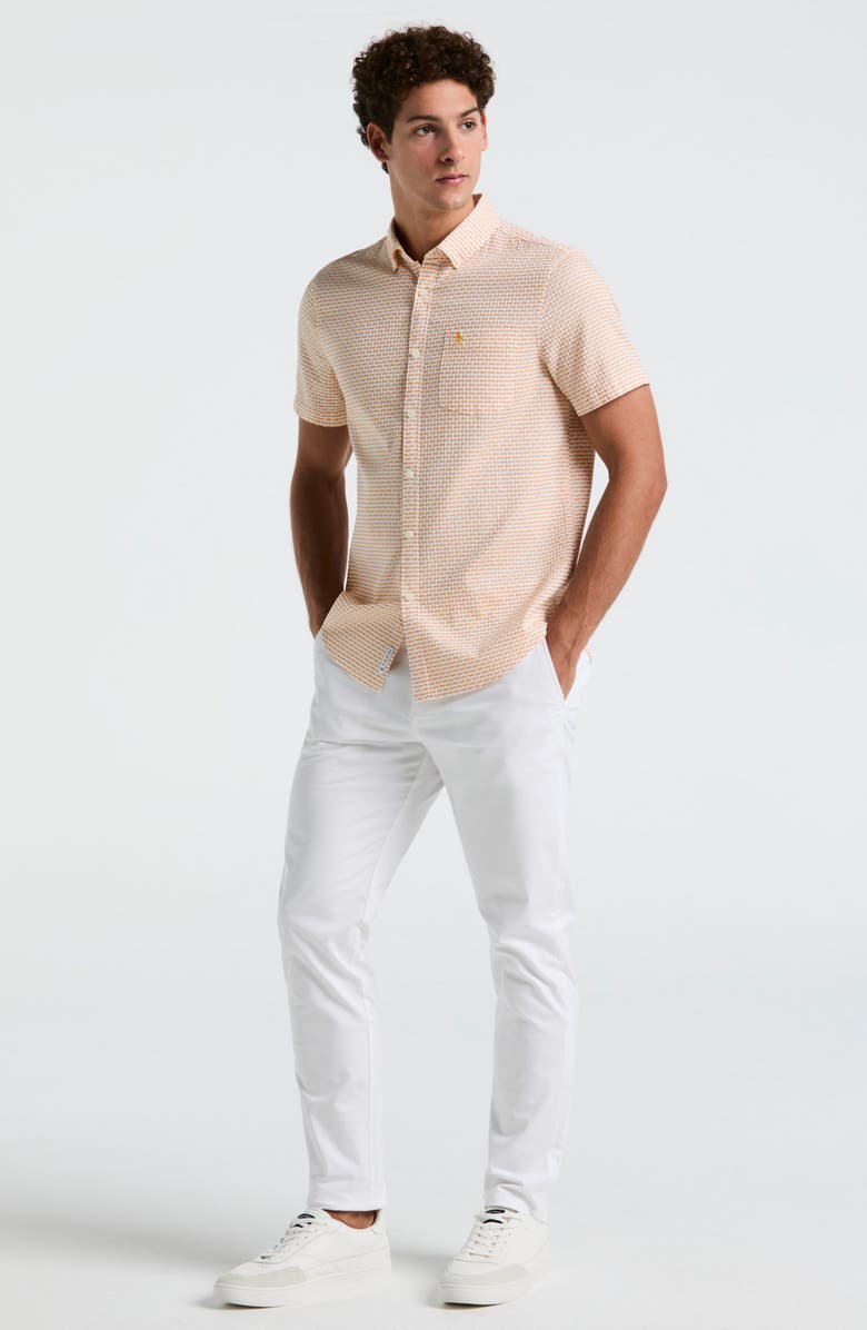 Original Penguin Textured Cotton Short Sleeve Button-Down Shirt, Alternate, color, 