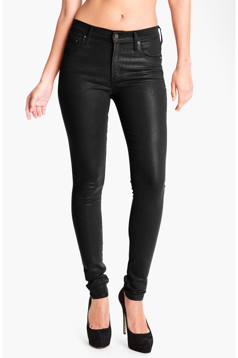 'Rocket' Skinny Leatherette Jeans, Main, color, BLACK