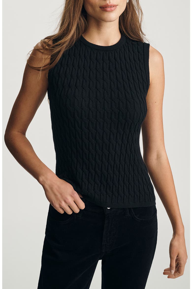 Cable Stitch Cotton & Cashmere Sweater Vest, Main, color, BLACK