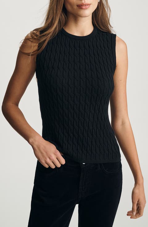 Cable Stitch Cotton & Cashmere Sweater Vest