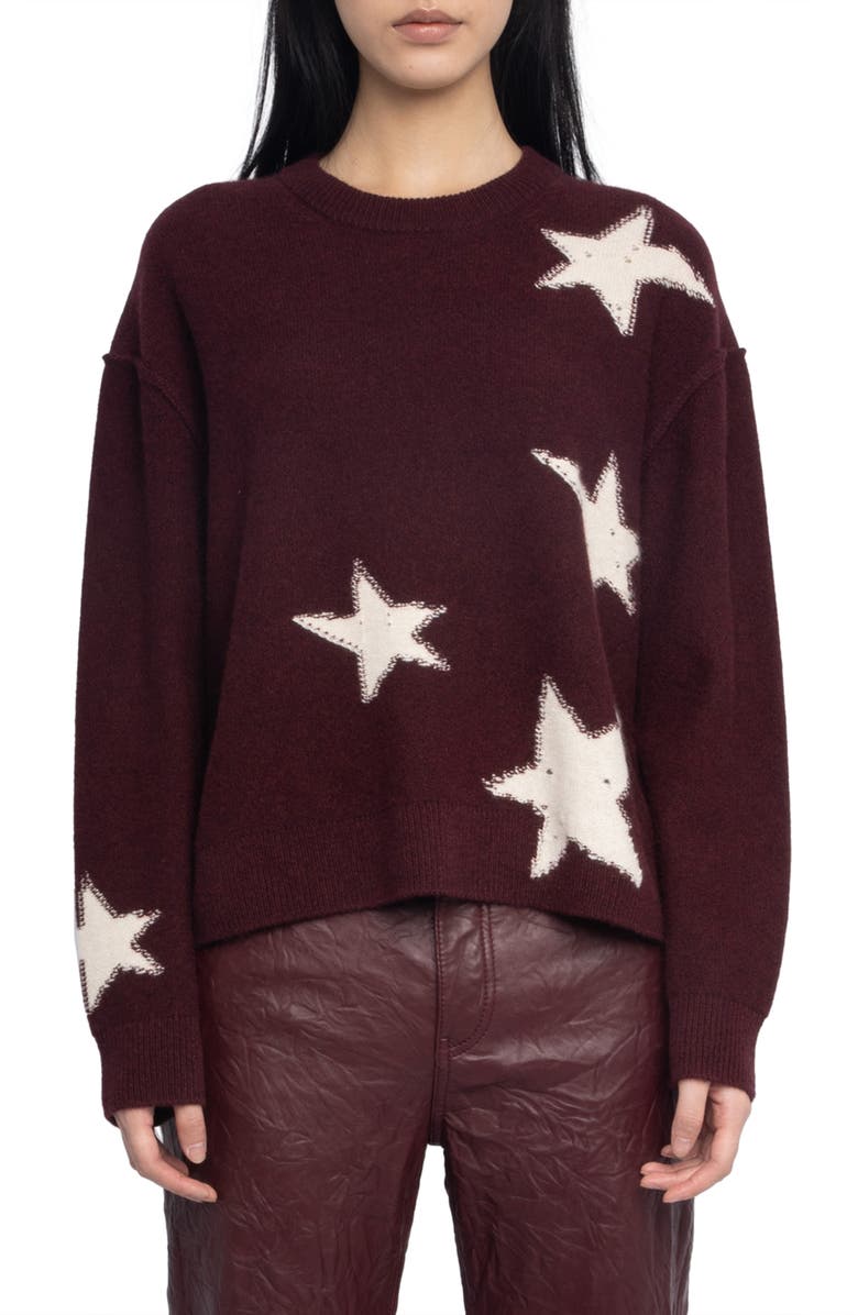 Zadig & Voltaire Mark Stars Cashmere Sweater, Main, color,