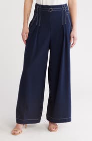 Adrianna Papell Topstitch Paperbag Pants