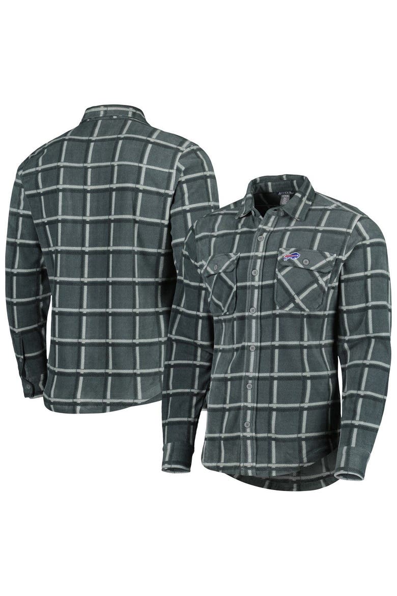Men's Antigua Gray Buffalo Bills Industry Flannel Button-Up Shirt Jacket, Alternate, color, Gray