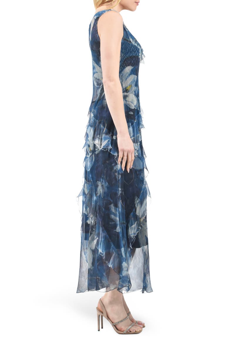 Ruffle Tiered Chiffon & Charmeuse Maxi Dress, Alternate, color, WHITE MAGNOLIA