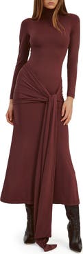 Bardot Alix Tie Front Long Sleeve Maxi Dress