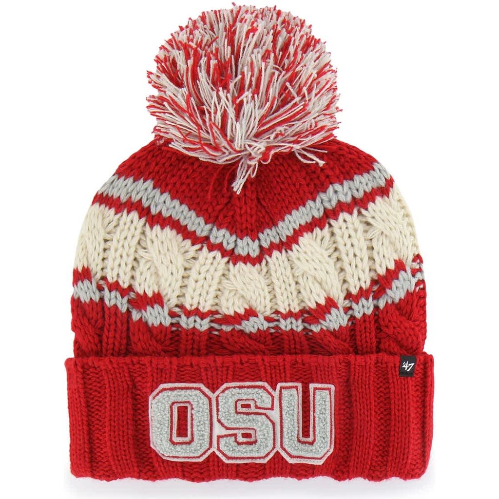 47 Brand '47 Scarlet Ohio State Buckeyes Emma Cuffed Knit Hat With Pom In Red