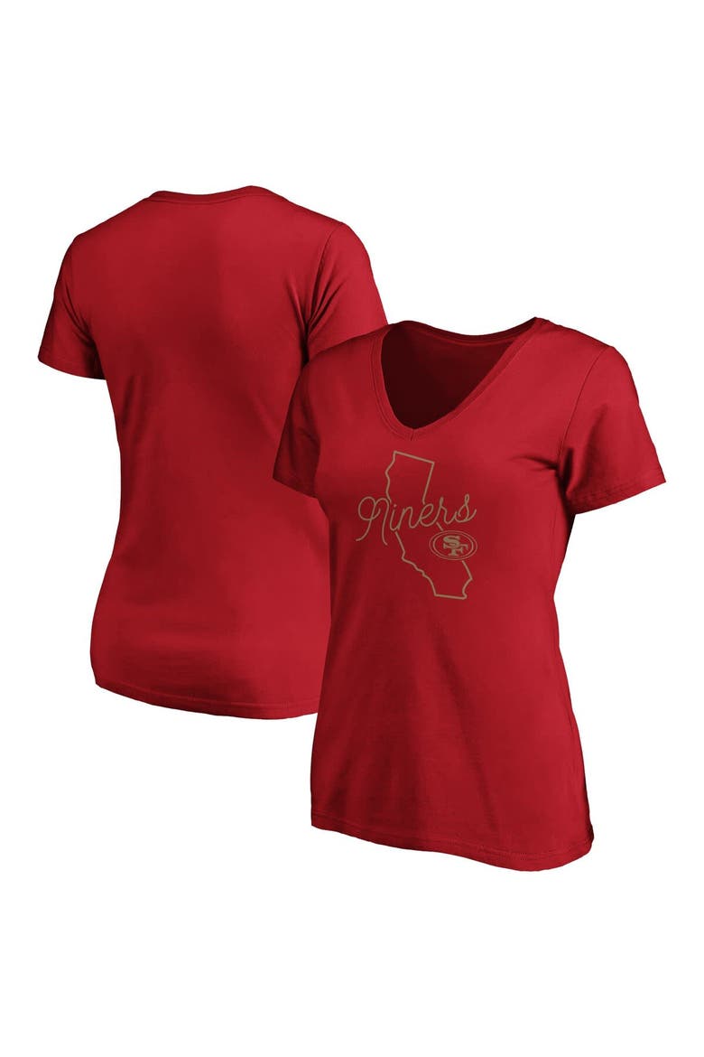 Women's Fanatics Scarlet San Francisco 49ers Iconic Script State V-Neck T-Shirt, Main, color, Scarlet