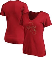 FANATICS Women's Fanatics Scarlet San Francisco 49ers Iconic Script State V-Neck T-Shirt