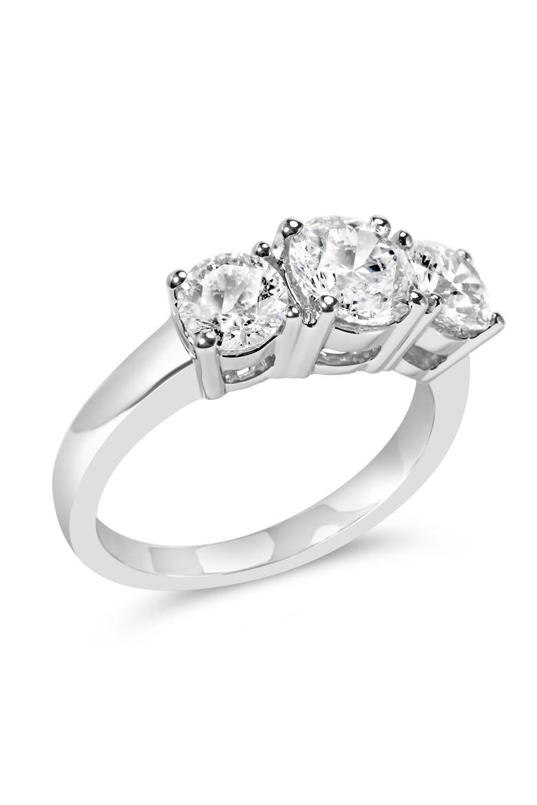 14K White Gold 2.00 Cttw Lab Grown Diamond 3 Stone Ring Band, Alternate, color, White