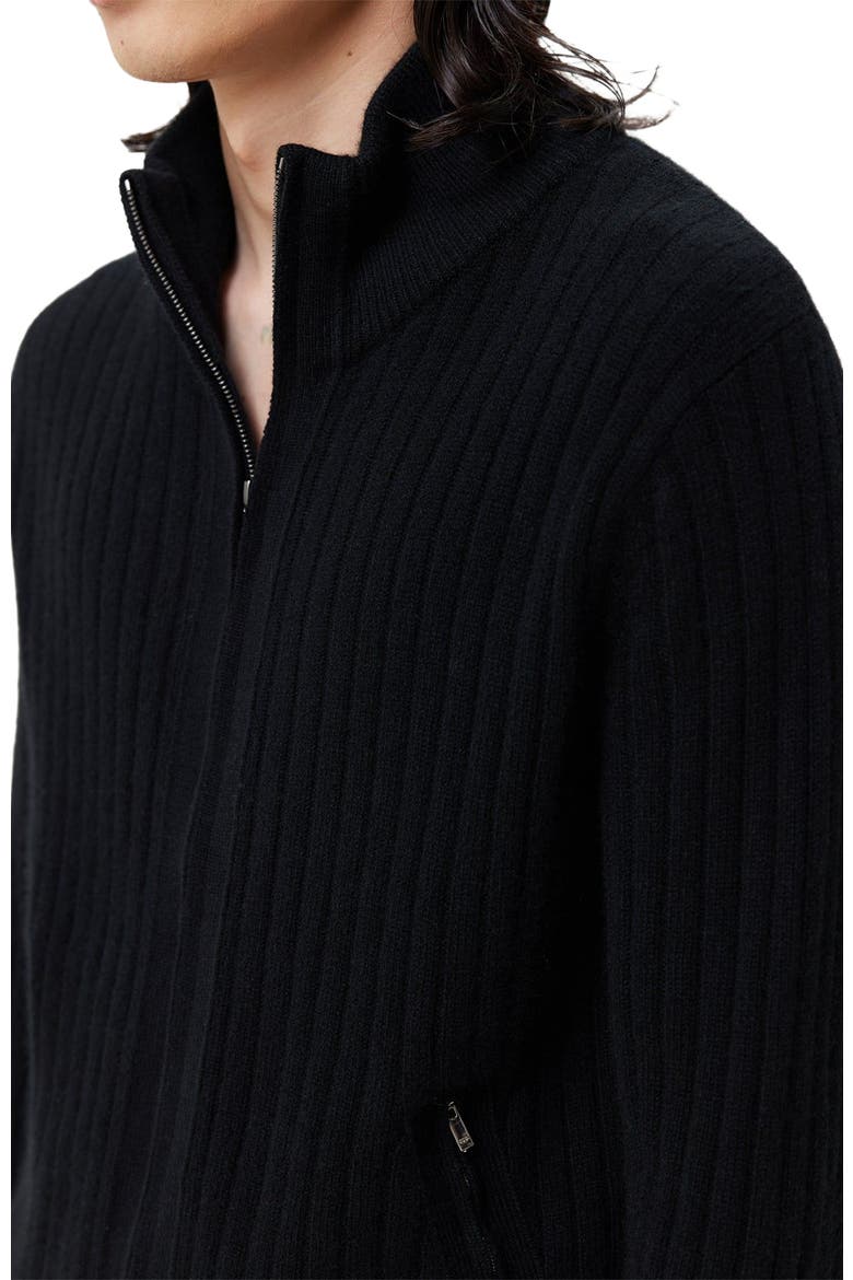 Full-Zipper Cashmere Cardigan, Alternate, color, black
