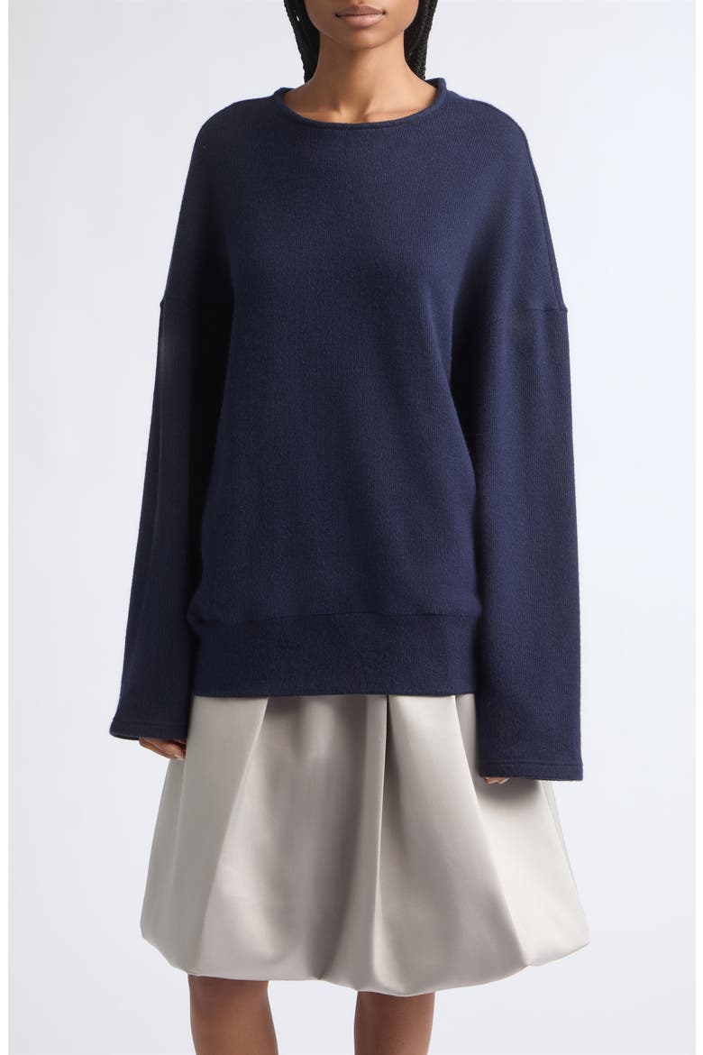 Cutout Back Crewneck Sweater, Main, color, NAVY