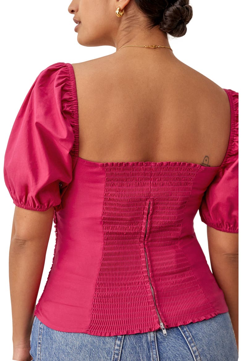 Radish Ruched Organic Cotton Top, Alternate, color, RHUBARB