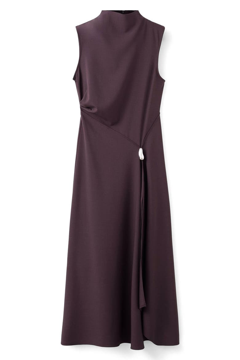 Mock Neck Midi Dress, Alternate, color, WINE