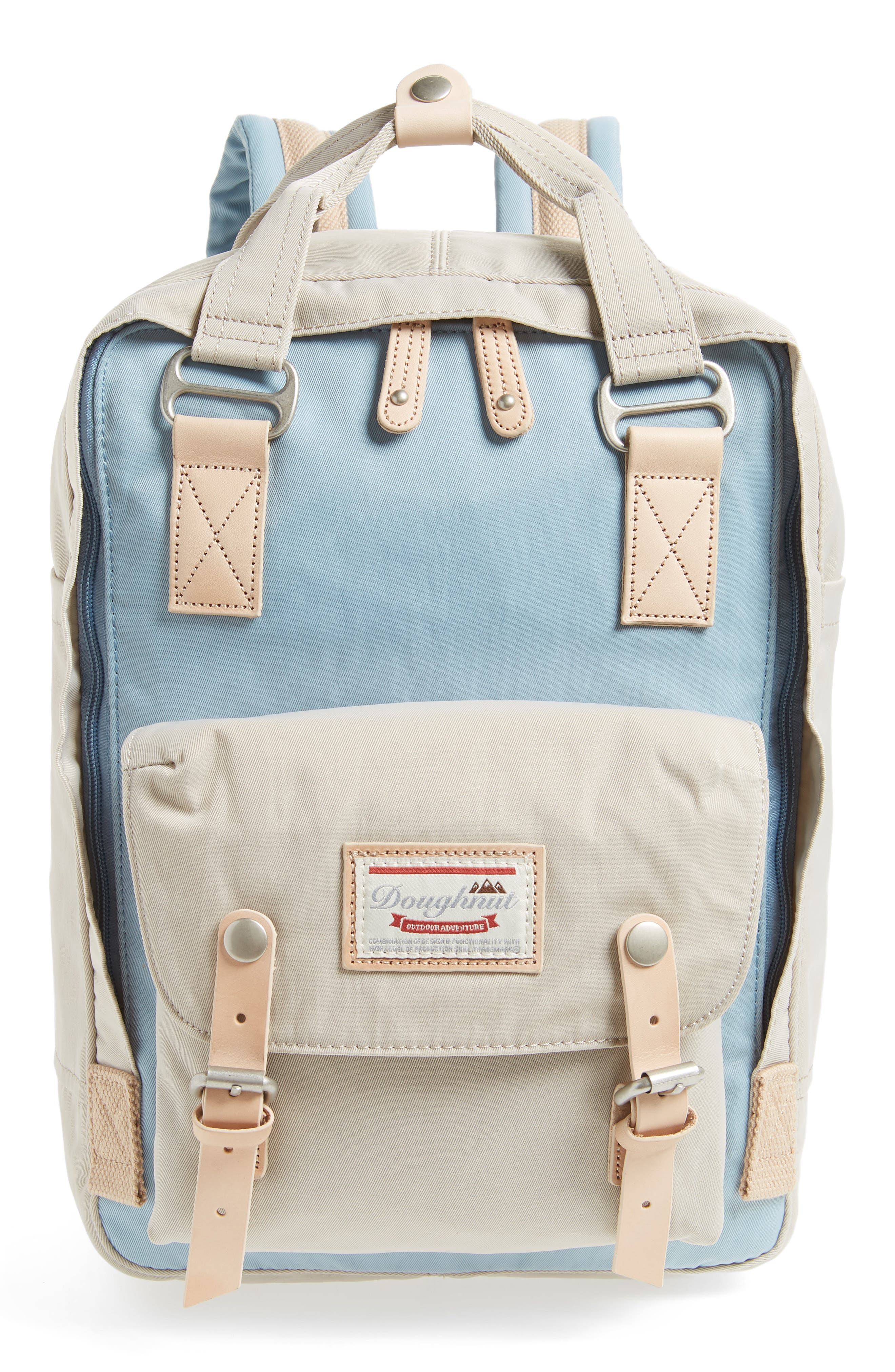 Macaroon Colorblock Backpack, Main, color, LIGHT BLUE/ IVORY