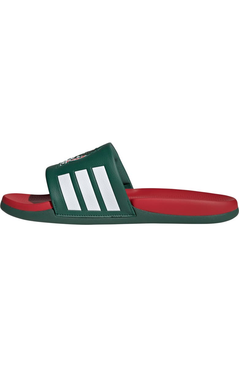 adidas Gender Inclusive Adilette Comfort 2.0 Mexico Slide Sandal, Alternate, color, Dark Green/ Scarlet/ White