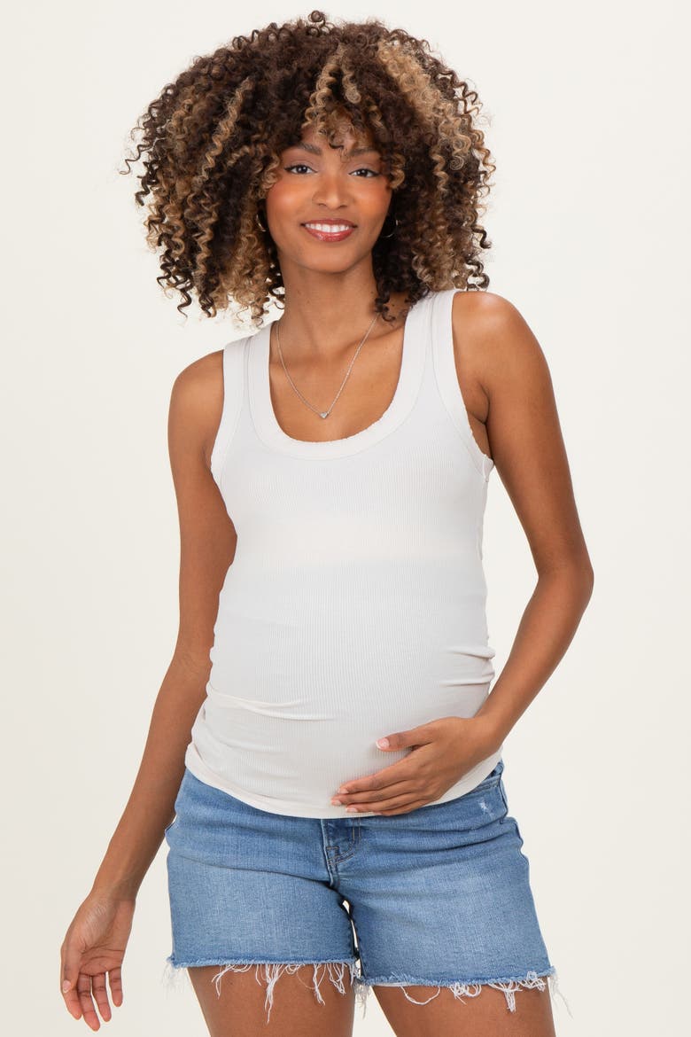 Ribbed Scoop Neck Tank Top, Main, color, Cream