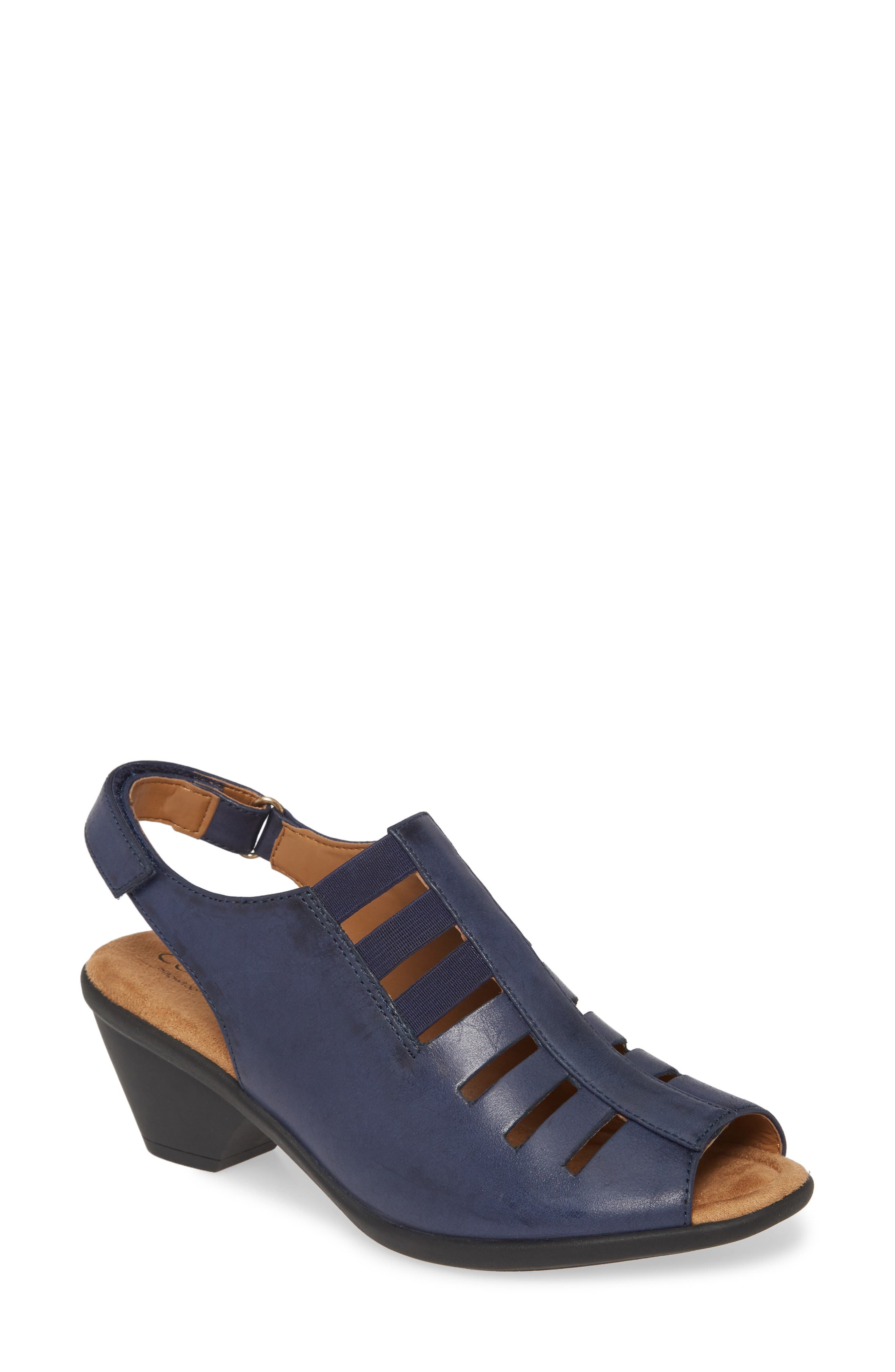 Comfortiva Faye Sandal in Peacoat Navy Leather 
