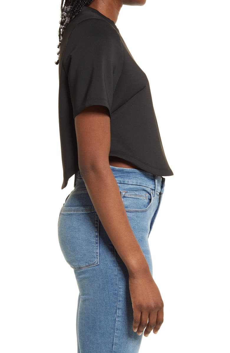 Good American Strong Shoulder Scuba Crepe Crop T-Shirt, Alternate, color,