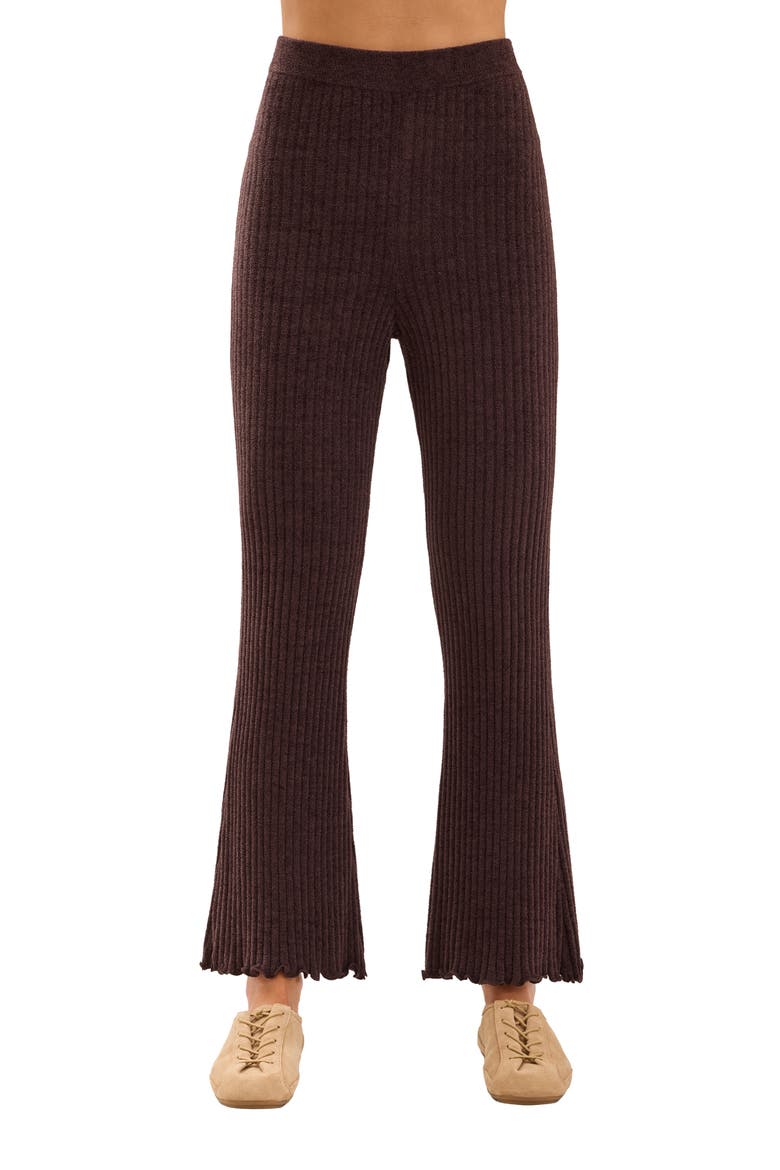 Petal Edge Rib Ankle Pants, Main, color, UMBER