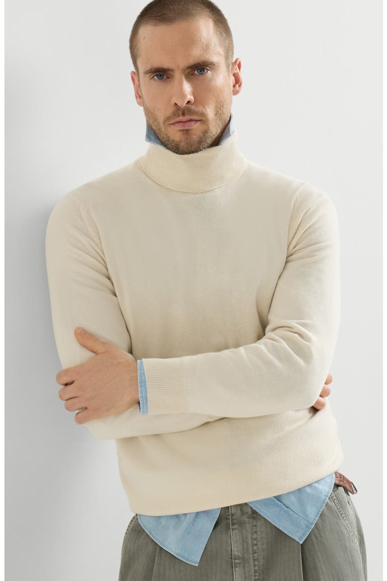 Cashmere turtleneck sweater, Alternate, color, Butter