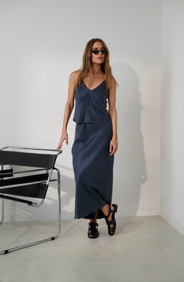Lunya Washable Silk Bias Maxi Skirt, Alternate, color, Deep Blue