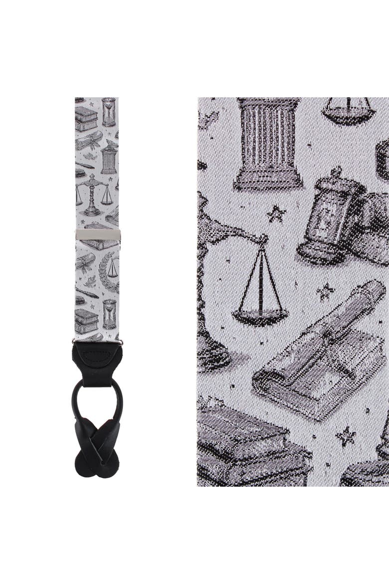 Esquire Law Silk Novelty Button End Suspenders, Main, color, Silver