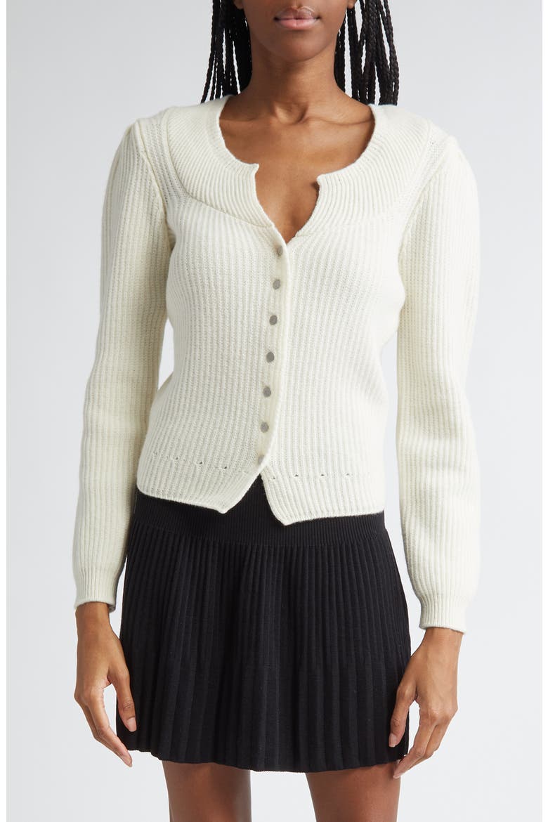 The Alpine Wool Rib Cardigan, Main, color, OFF WHITE