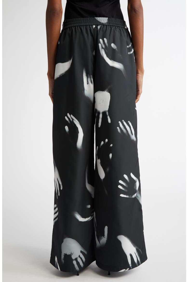 Handprint Slit Wide Leg Track Pants, Alternate, color, BLACK/ WHITE
