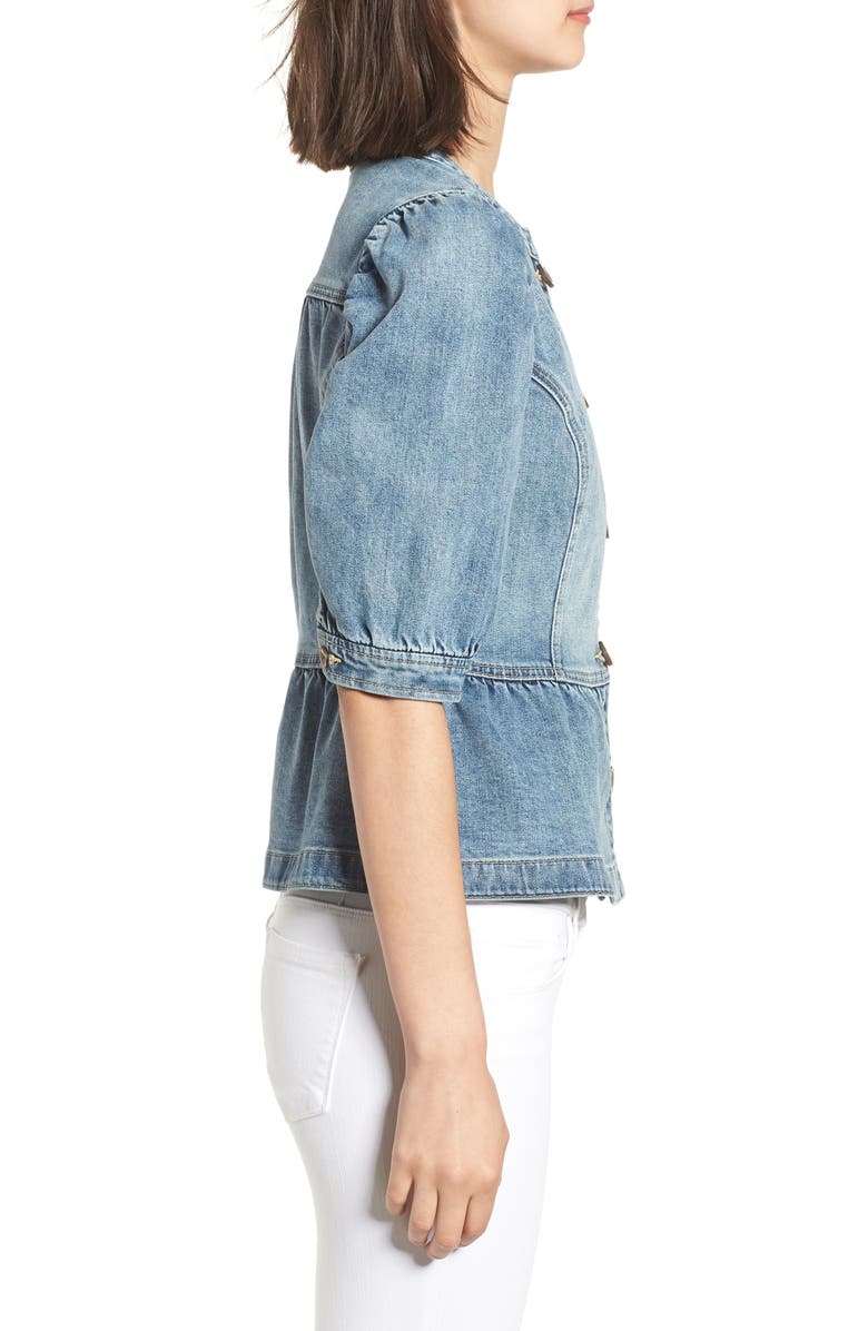 Hinge Peplum Denim Jacket, Alternate, color, 