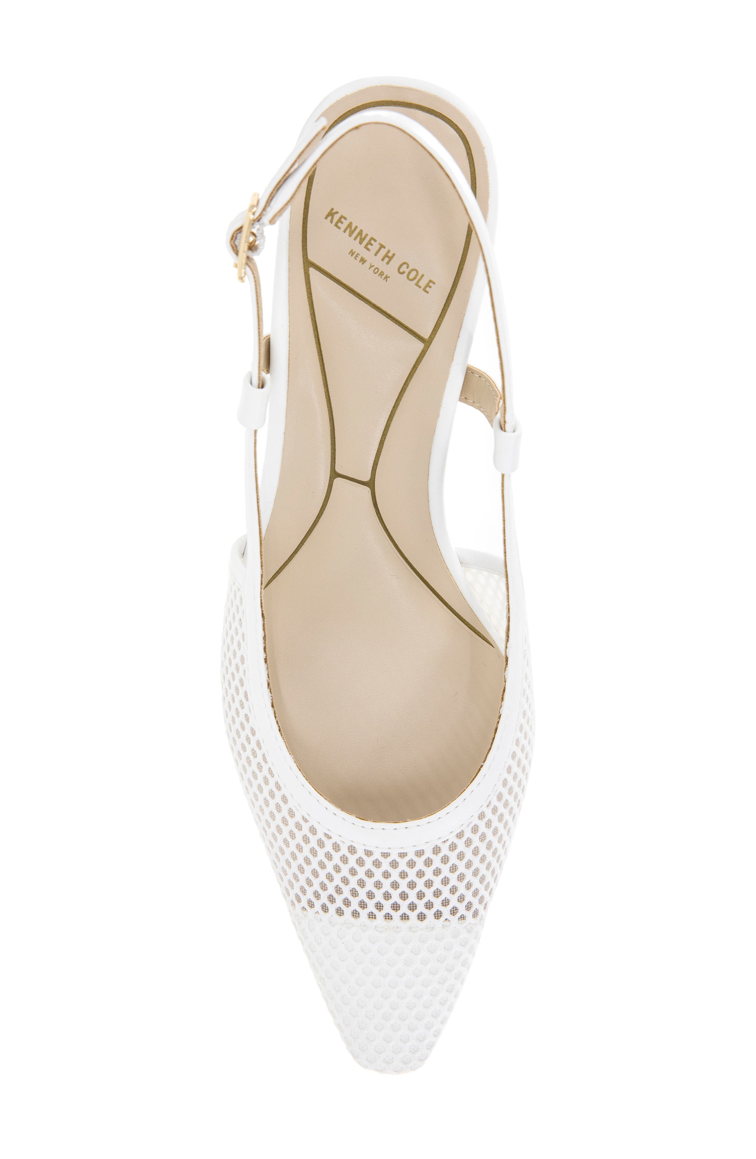 Kenneth Cole Martha Kitten Heel Slingback Pump, Alternate, color, White Mesh